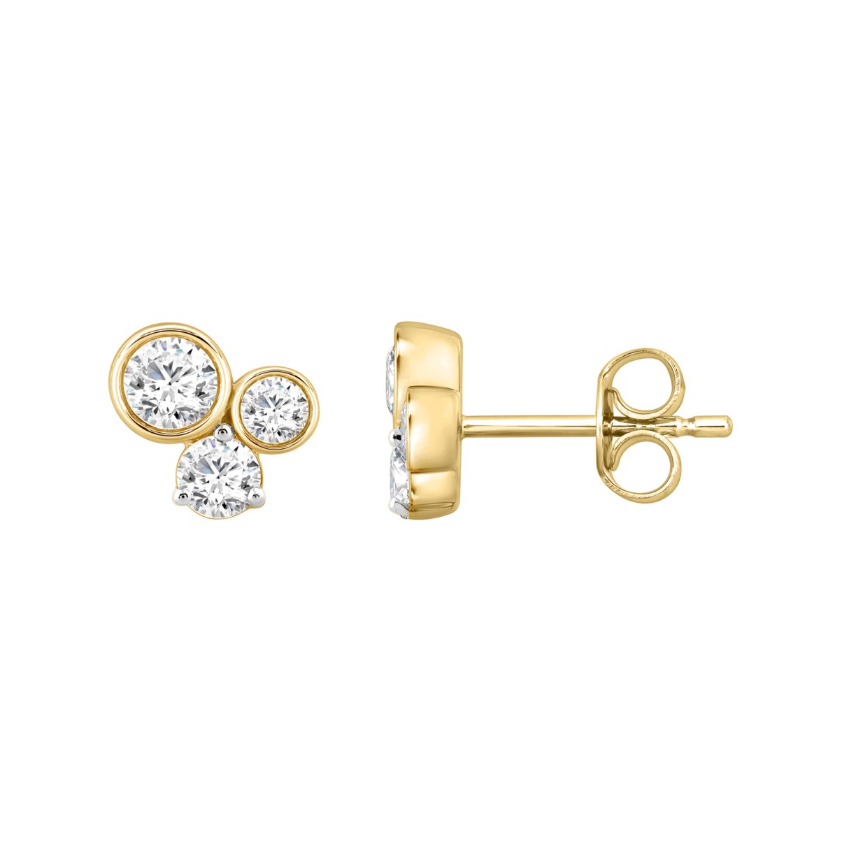 10K Yellow Gold 3/4CT Round Lab Grown Diamond Earring for Women (Color F-G -Clarity VS1/VS2)