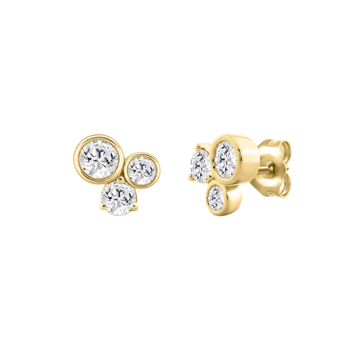 10K Yellow Gold 3/4CT Round Lab Grown Diamond Earring for Women (Color F-G -Clarity VS1/VS2)