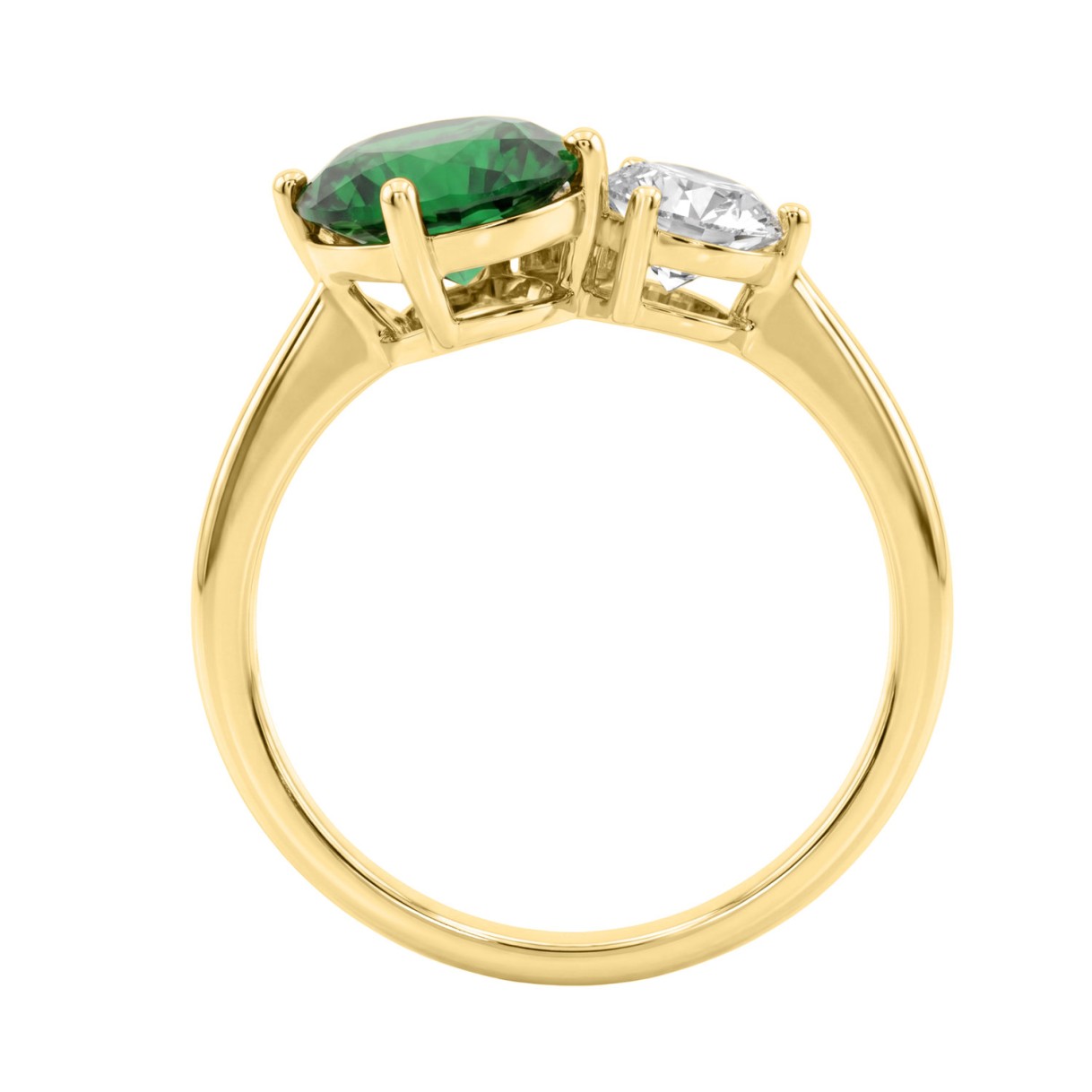 Elegant 14K Yellow Gold Diamond, Emerald Oval & Pink Sapphire Ring For Women 3 1/6Ct Round & Oval Cut Multi-Stone Ladies Jewelry (Color F-G -Clarity Vs1/Vs2)
