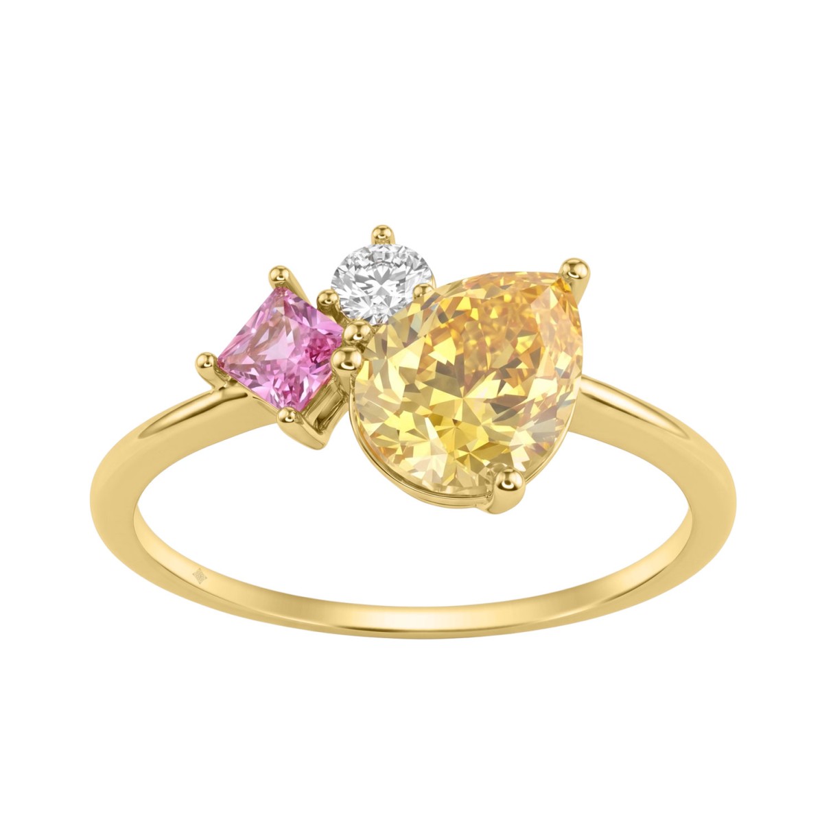 Elegant 14K Yellow Gold Round Diamond Engagement R...