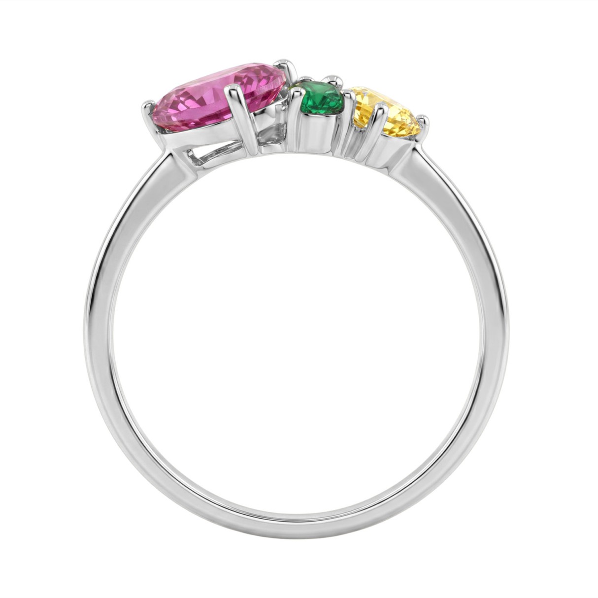 14K Yellow Gold Diamond & Multicolor Sapphire Cluster Fashion Ring For Women 1 1/5Ct Round, Yellow Princess & Pink Pear Diamonds With Emerald Round Diamond (Color F-G -Clarity Vs1/Vs2)