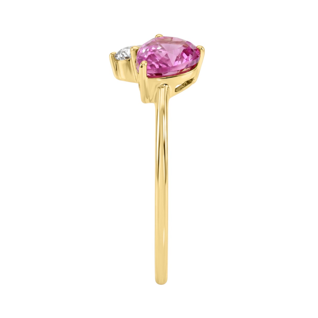 14K Yellow Gold Diamond & Multicolor Sapphire Cluster Fashion Ring For Women 1 1/5Ct Round, Yellow Princess & Pink Pear Diamonds With Emerald Round Diamond (Color F-G -Clarity Vs1/Vs2)