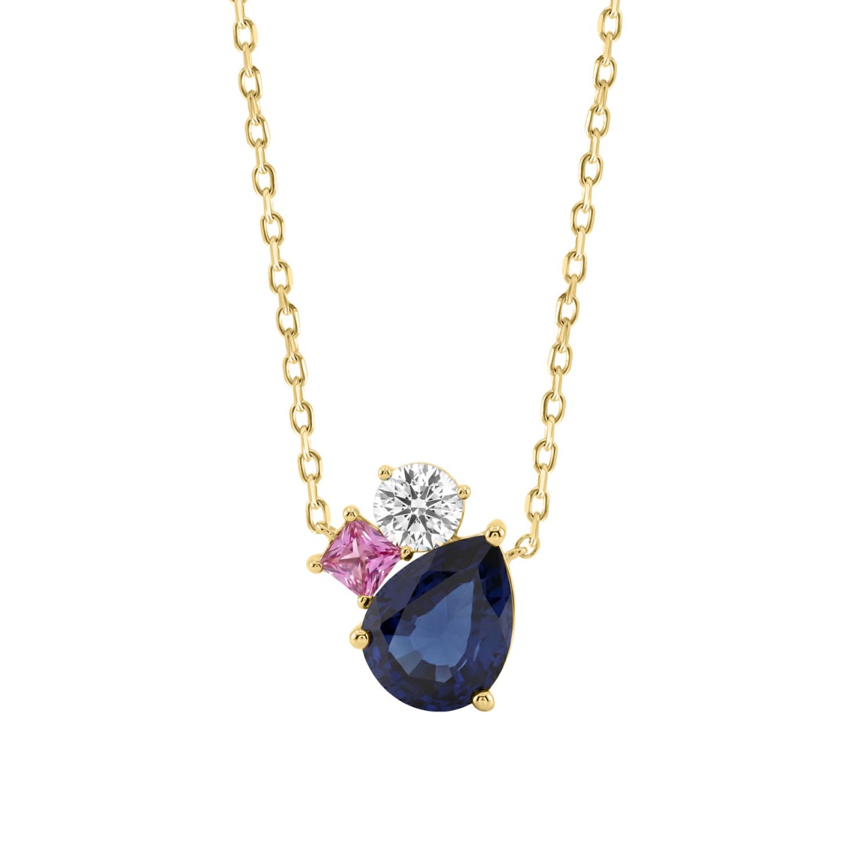 Luxury 14K Yellow Gold Pear Blue Sapphire & Prince...
