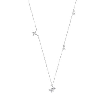 10K White Gold 1/3Ct Round Diamond Butterfly Fashion Necklace For Women Elegant Necklace