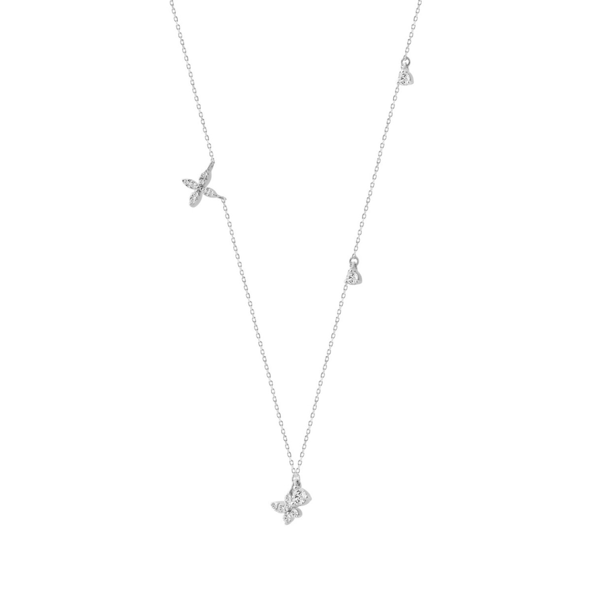 10K White Gold 1/3Ct Round Diamond Butterfly Fashion Necklace For Women Elegant Necklace