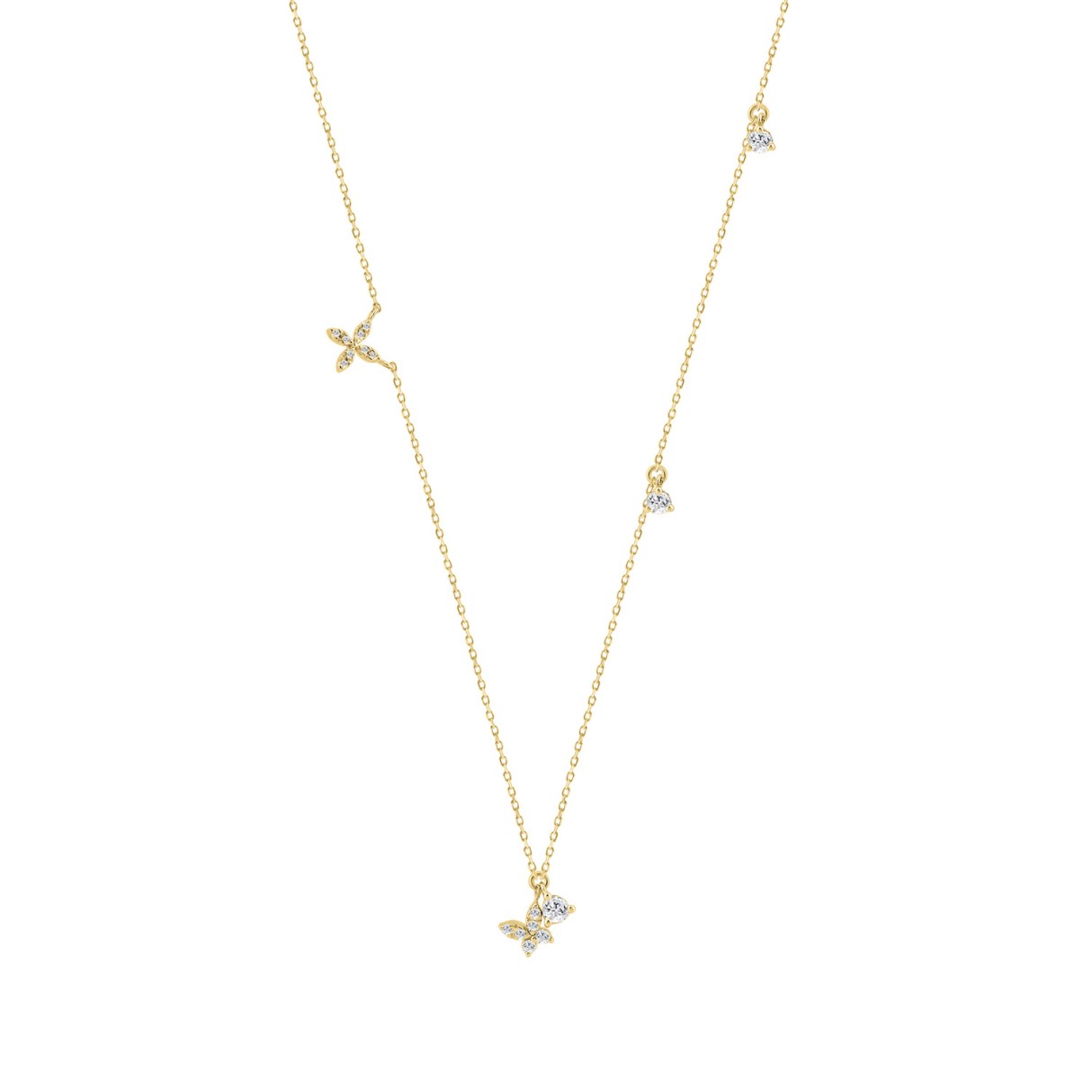 Elegant 10K Yellow Gold 1/3Ct Ladies Necklace Roun...