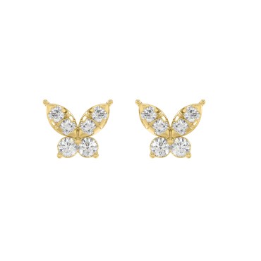 10K Yellow Gold 1/3Ct Round Diamond Butterfly Earrings For Women Fashion Jewelry