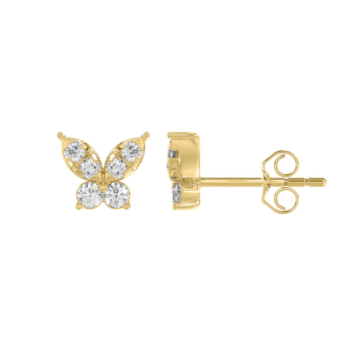 10K Yellow Gold 1/3Ct Round Diamond Butterfly Earrings For Women Fashion Jewelry