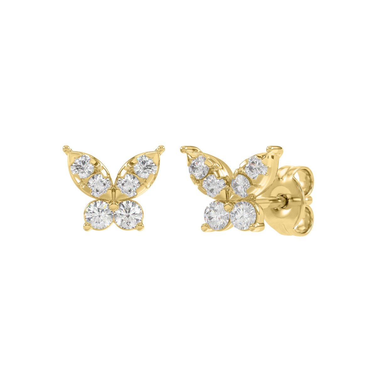 10K Yellow Gold 1/3Ct Round Diamond Butterfly Earrings For Women Fashion Jewelry