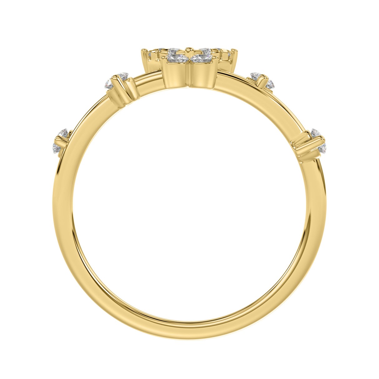 Elegant 10K Yellow Gold Ladies Ring With 1/5Ct Round Diamond And Butterfly Design