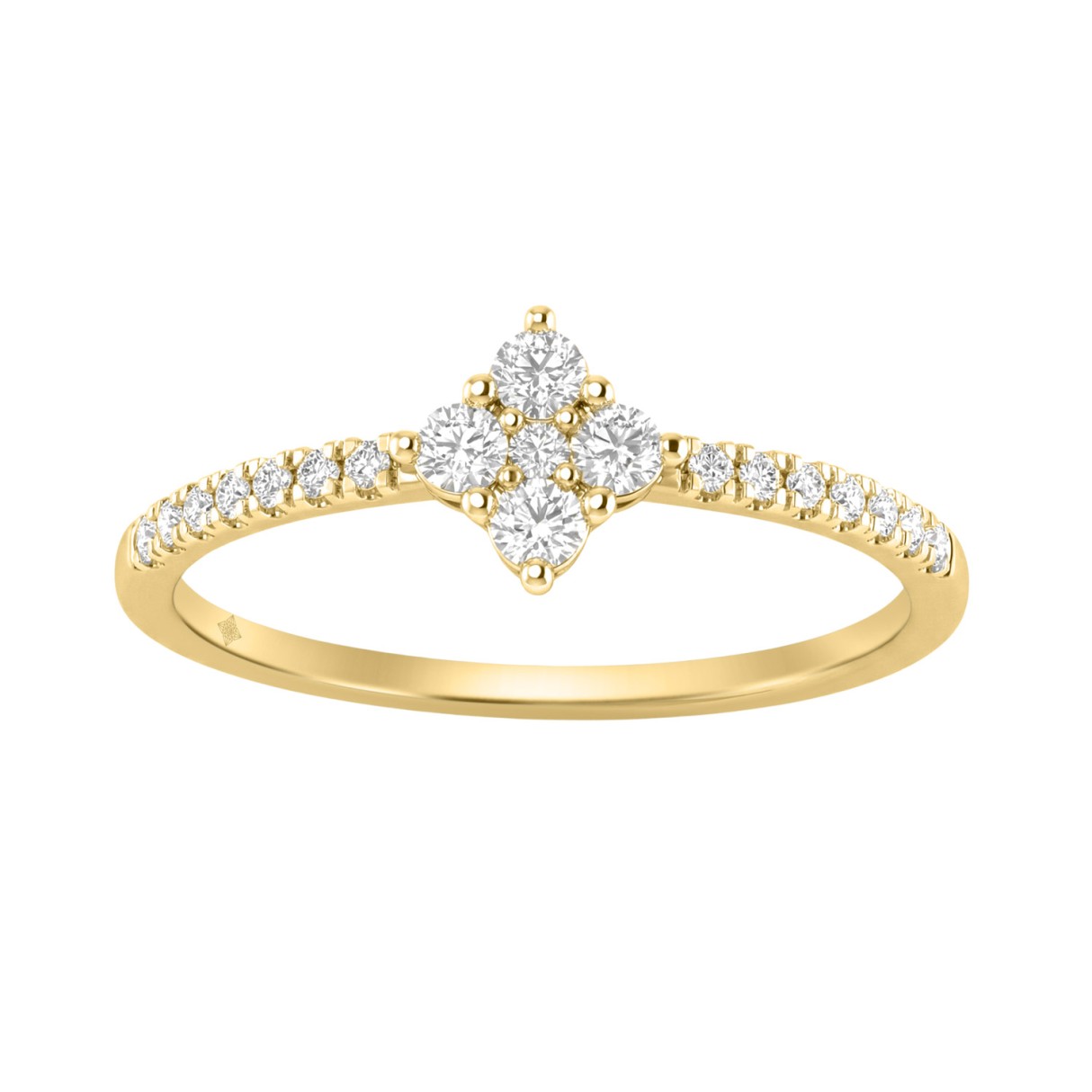 10K Yellow Gold 1/4Ct Round Diamond Classic Ring F...