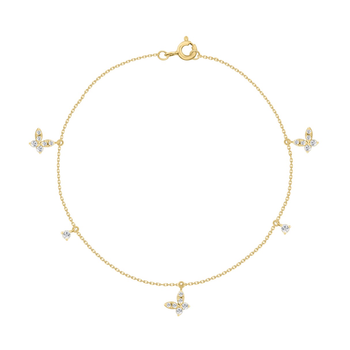 10K Yellow Gold Diamond Butterfly Bracelet For Lad...