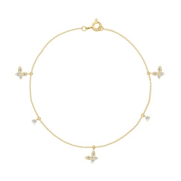 10K Yellow Gold Diamond Butterfly Bracelet For Ladies  1/3Ct Round Diamond Bracelet