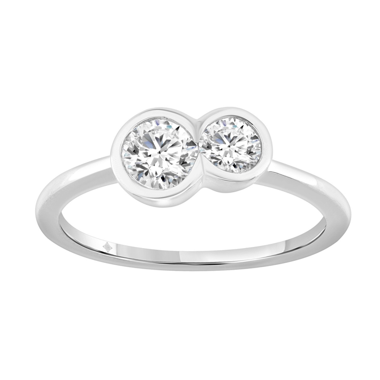 3/4CT White Gold 10K Collection Linked Hearts & Two-Stone Round Diamond Ring for Women (Color F-G -Clarity VS1/VS2)