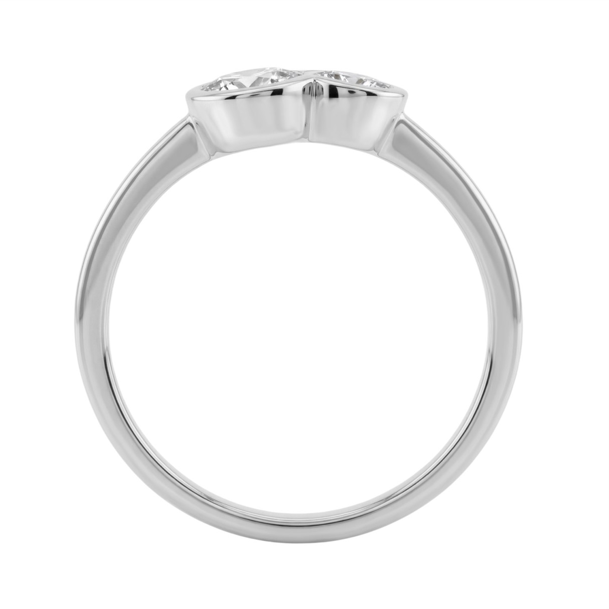 3/4CT White Gold 10K Collection Linked Hearts & Two-Stone Round Diamond Ring for Women (Color F-G -Clarity VS1/VS2)