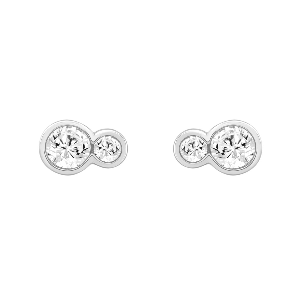 1/2CT White Gold 10K Collection Linked Hearts & Two-Stone Round Diamond Earring for Women (Color F-G -Clarity VS1/VS2)