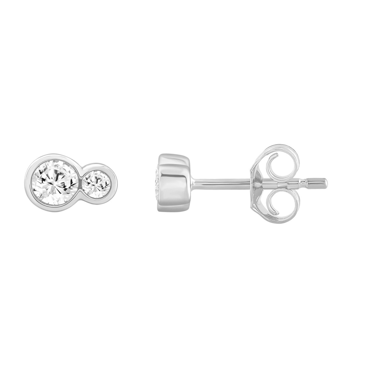 1/2CT White Gold 10K Collection Linked Hearts & Two-Stone Round Diamond Earring for Women (Color F-G -Clarity VS1/VS2)