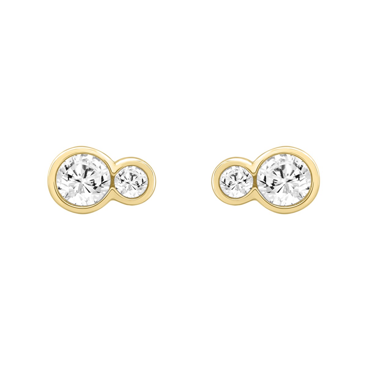 1/2CT Yellow Gold 10K Collection Toi et Moi & Two-Stone Round Diamond Earring for Women (Color F-G -Clarity VS1/VS2)