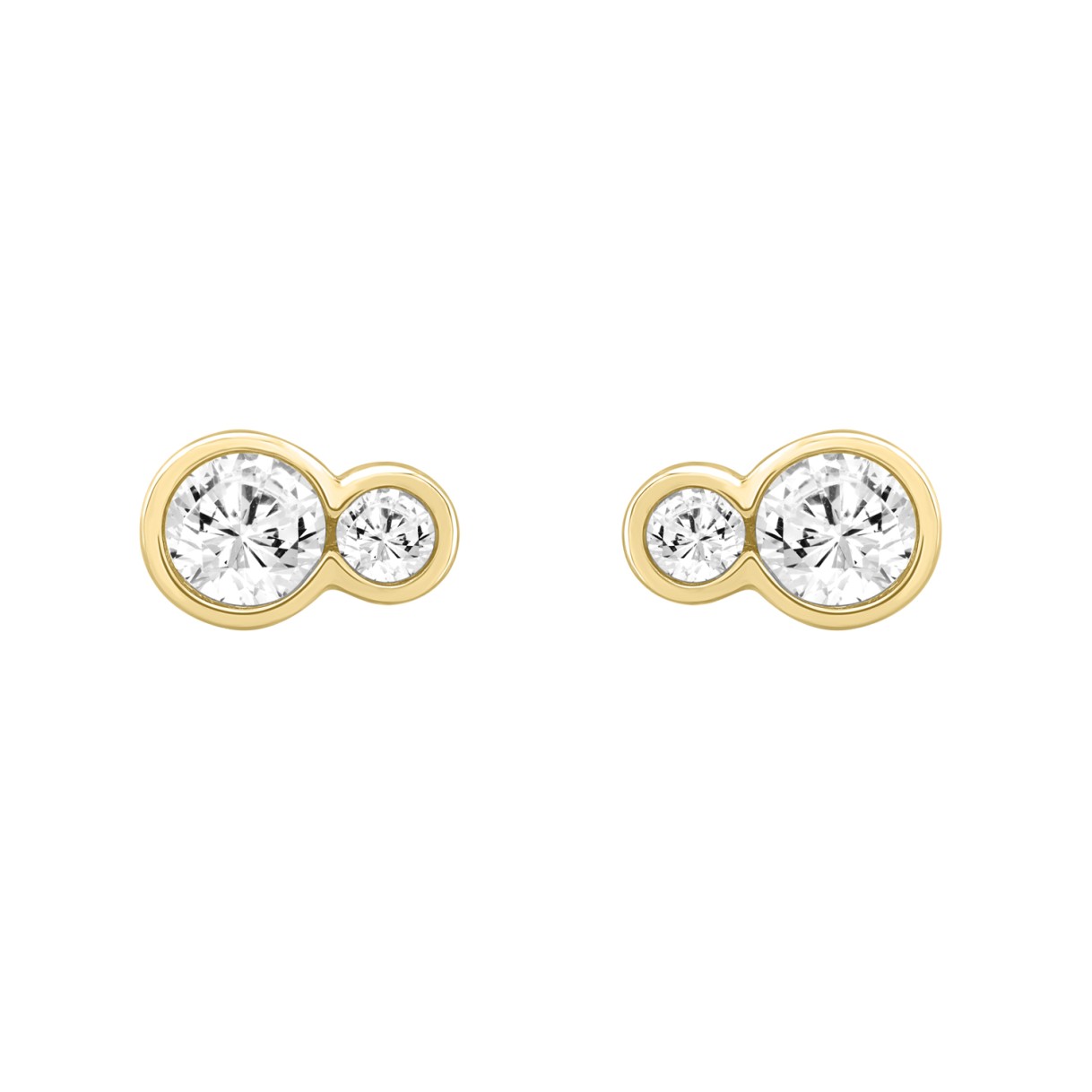 1/2CT Yellow Gold 10K Collection Linked Hearts & Two-Stone Round Diamond Earring for Women (Color F-G -Clarity VS1/VS2)
