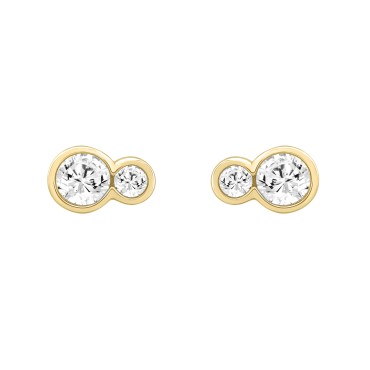 1/2CT Yellow Gold 10K Collection Toi et Moi & Two-Stone Round Diamond Earring for Women (Color F-G -Clarity VS1/VS2)