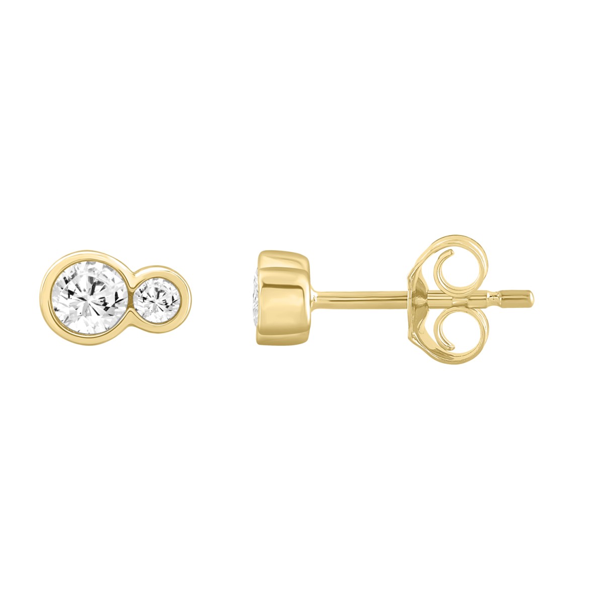 1/2CT Yellow Gold 10K Collection Toi et Moi & Two-Stone Round Diamond Earring for Women (Color F-G -Clarity VS1/VS2)
