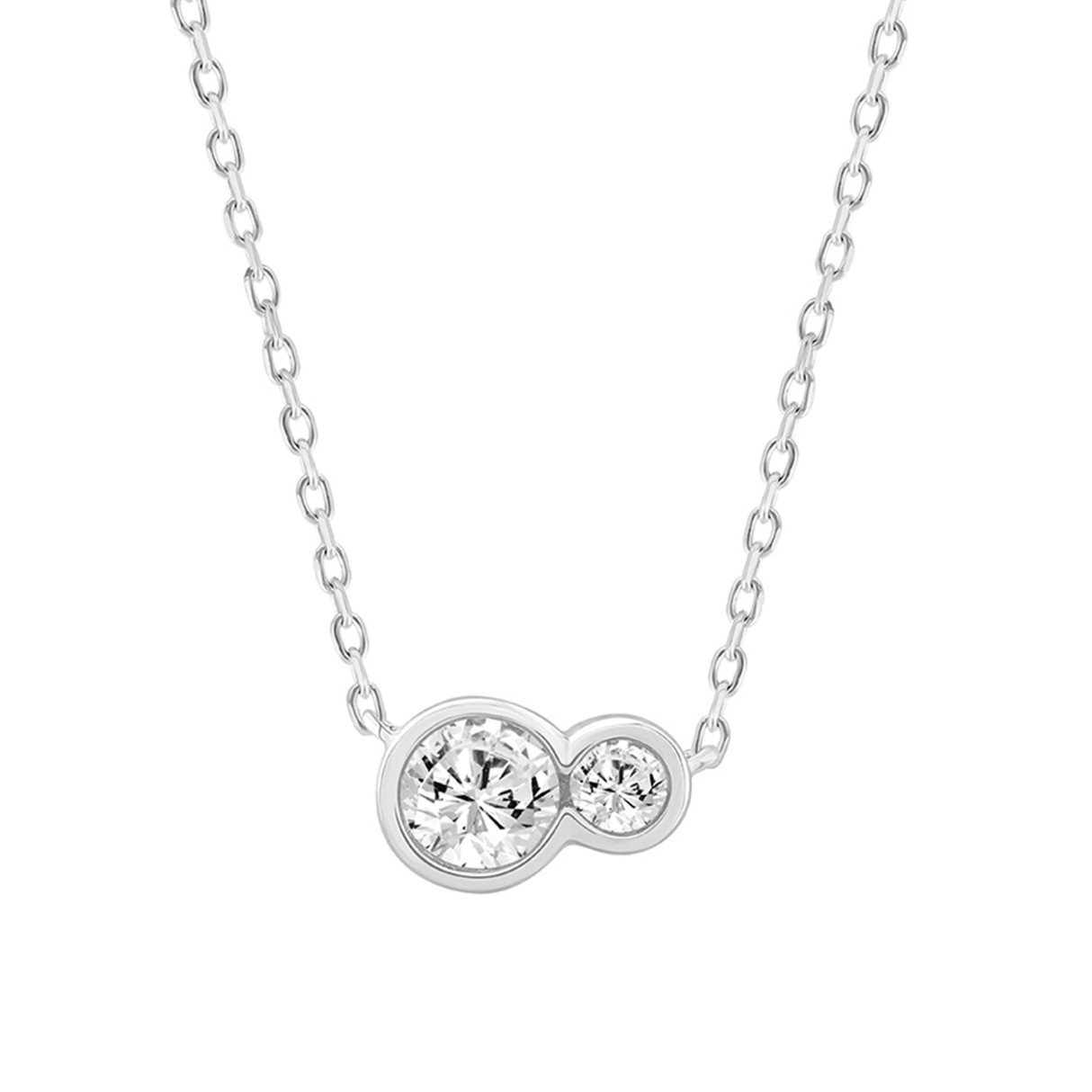Ladies 3/4CT Round Lab Grown Diamond Ladies Necklace 10K White Gold (Color F-G -Clarity VS1/VS2)
