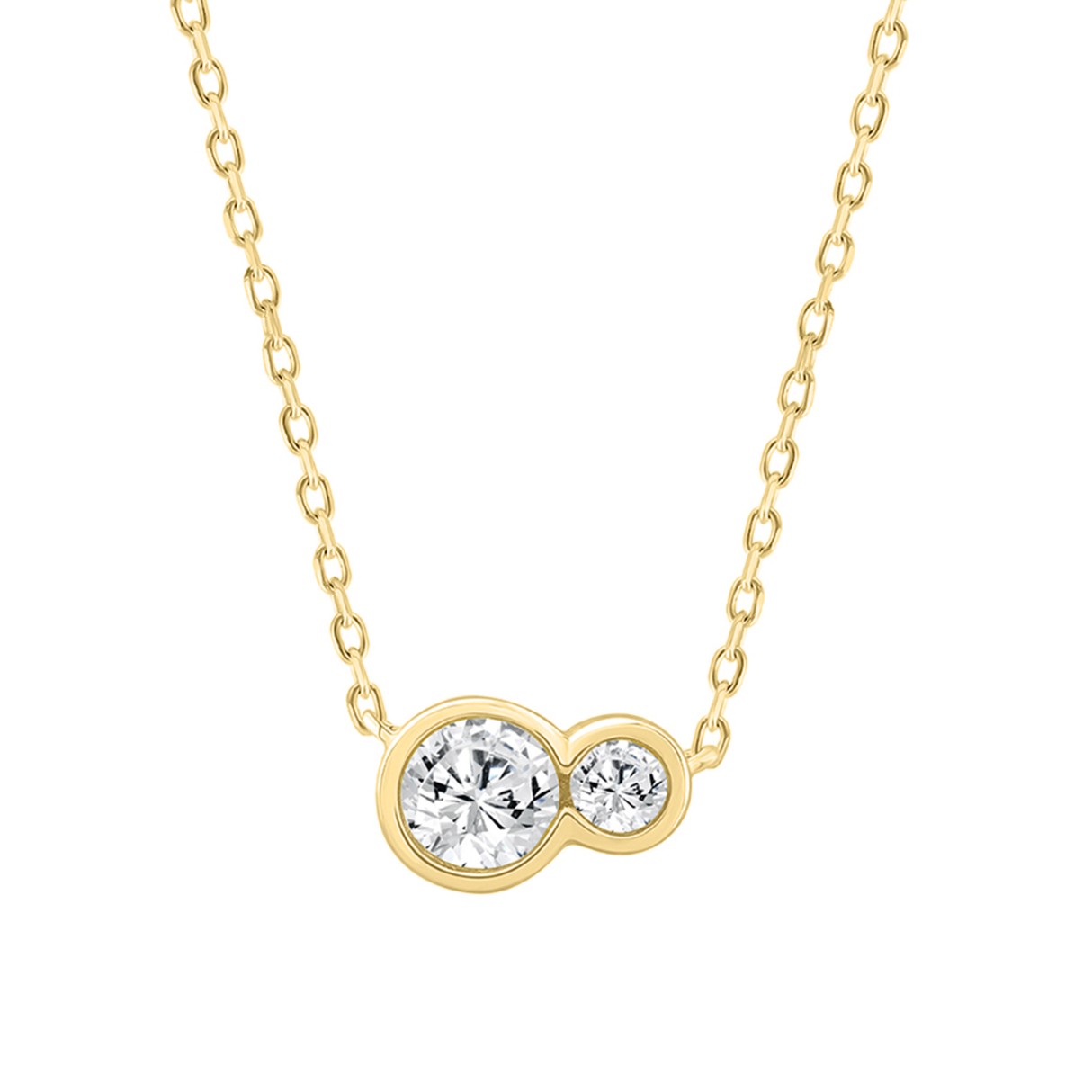 Ladies 3/4CT Round Lab Grown Diamond Ladies Necklace 10K Yellow Gold (Color F-G -Clarity VS1/VS2)