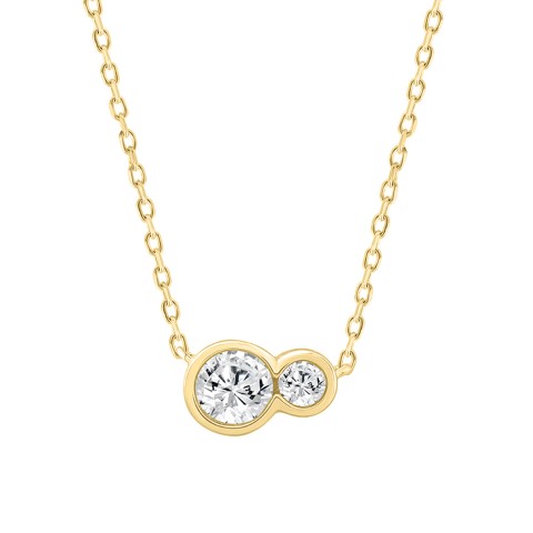 Ladies 3/4CT Round Lab Grown Diamond Ladies Necklace 10K Yellow Gold (Color F-G -Clarity VS1/VS2)