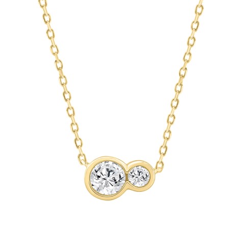 Ladies 3/4CT Round Lab Grown Diamond Ladies Necklace 10K Collection Linked Hearts Yellow Gold (Color F-G -Clarity VS1/VS2)