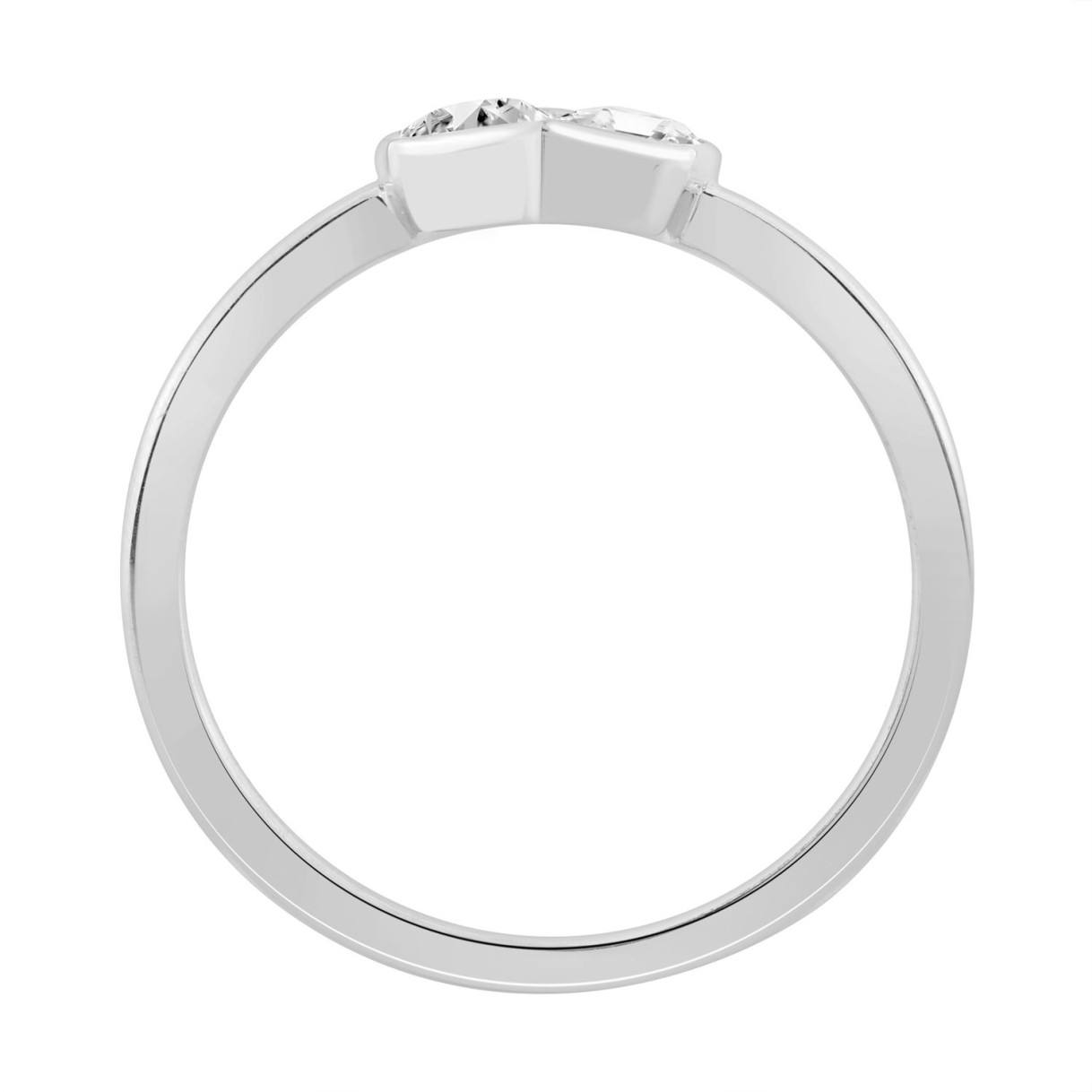 1/2CT White Gold 10K Collection Linked Hearts & Two-Stone Oval/Emerald Diamond Ring for Women (Color F-G -Clarity VS1/VS2)
