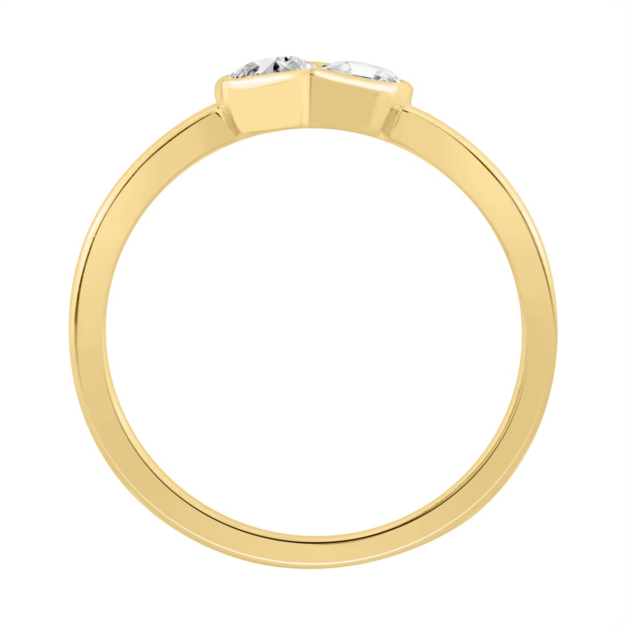 1/2CT Yellow Gold 10K Collection Toi et Moi & Two-Stone Oval/Emerald Diamond Ring for Women (Color F-G -Clarity VS1/VS2)