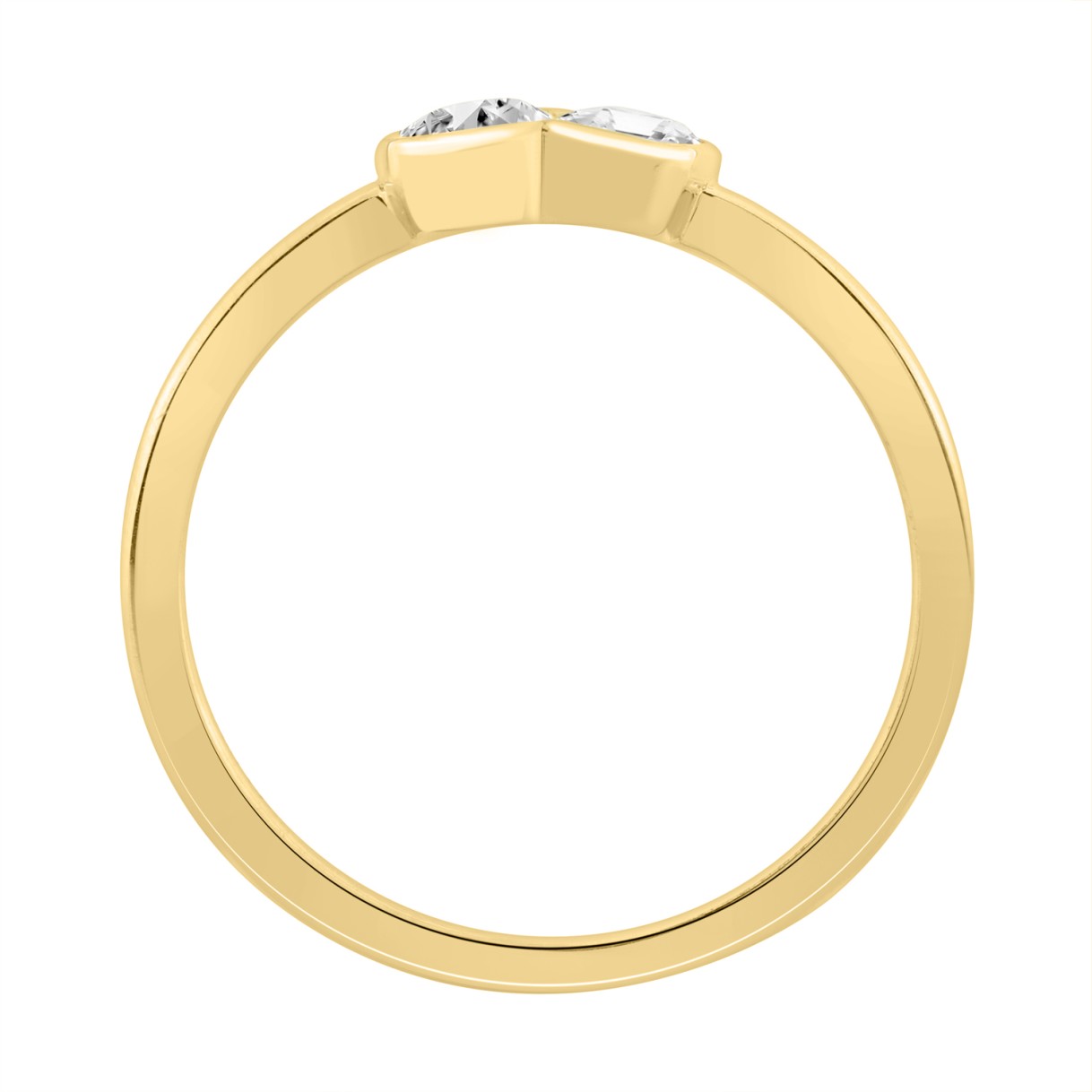 1/2CT Yellow Gold 10K Collection Linked Hearts & Two-Stone Oval/Emerald Diamond Ring for Women (Color F-G -Clarity VS1/VS2)