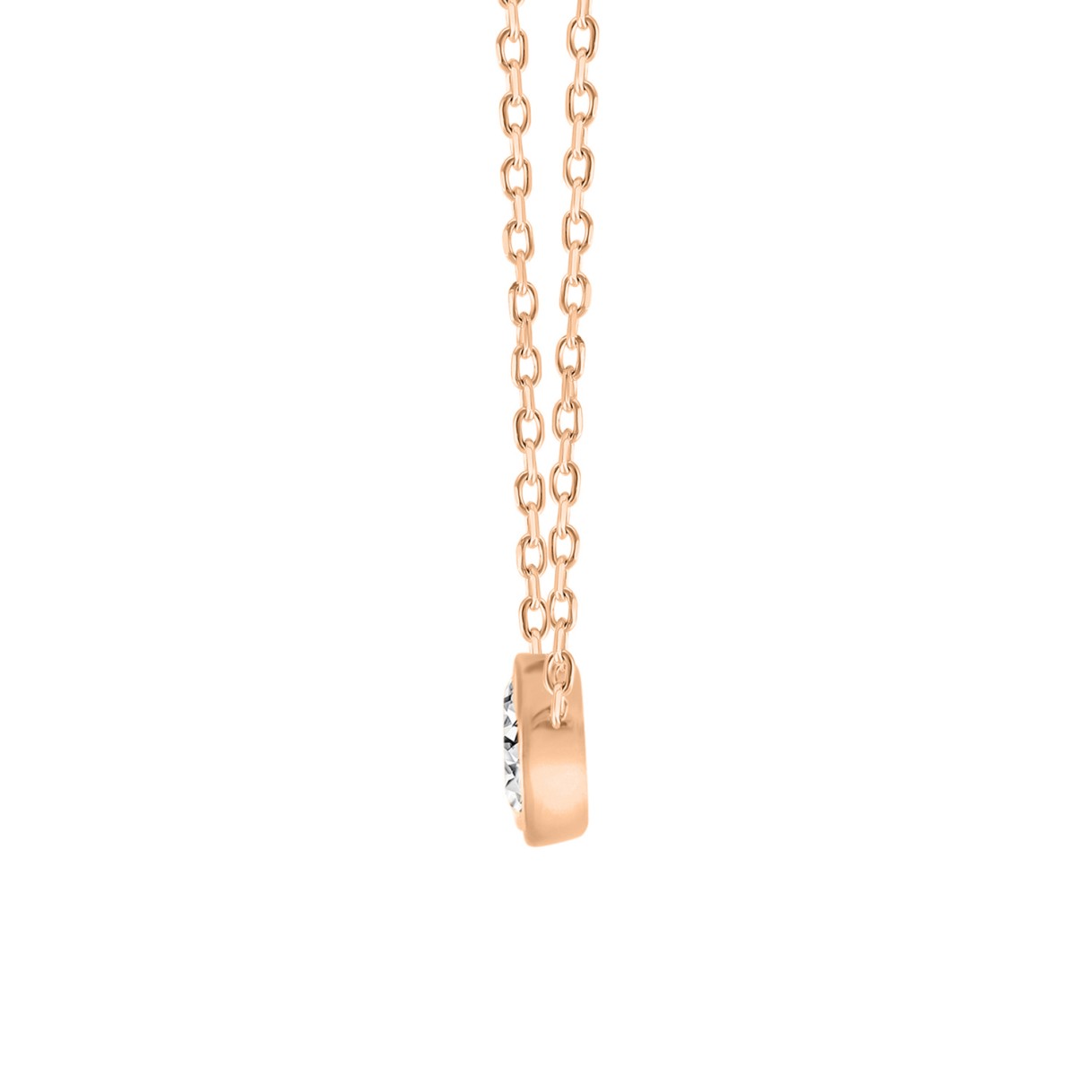 1/2CT Rose Gold 10K Collection Linked Hearts & Two-Stone Oval/Emerald Diamond Necklace for Women (Color F-G -Clarity VS1/VS2)