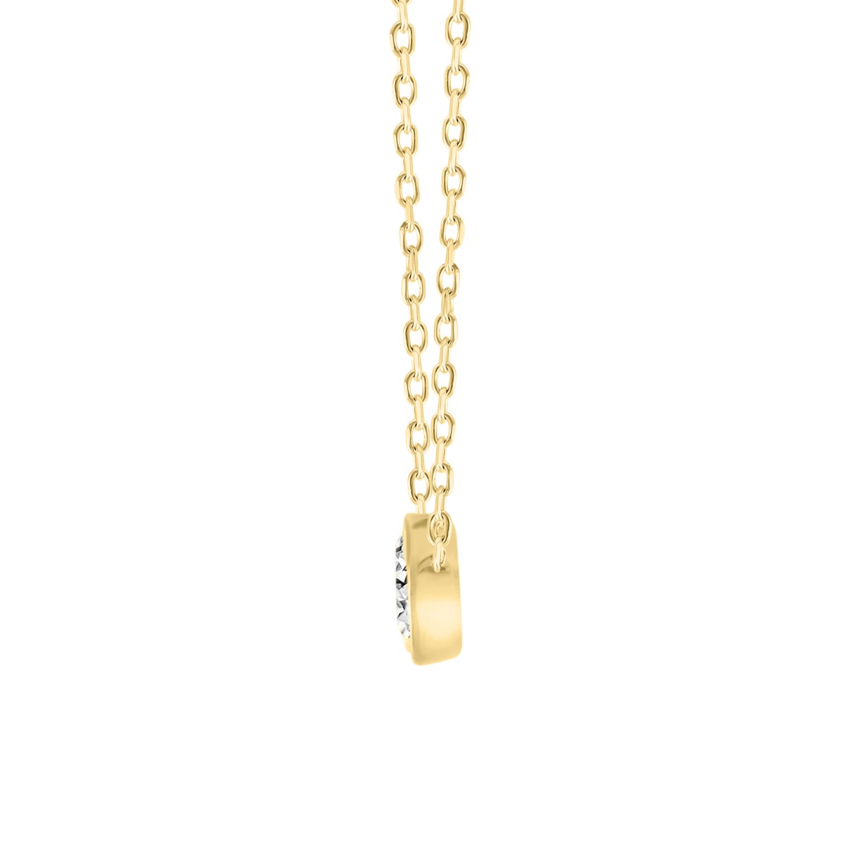 1/2CT Yellow Gold 10K Collection Linked Hearts & Two-Stone Oval/Emerald Diamond Necklace for Women (Color F-G -Clarity VS1/VS2)