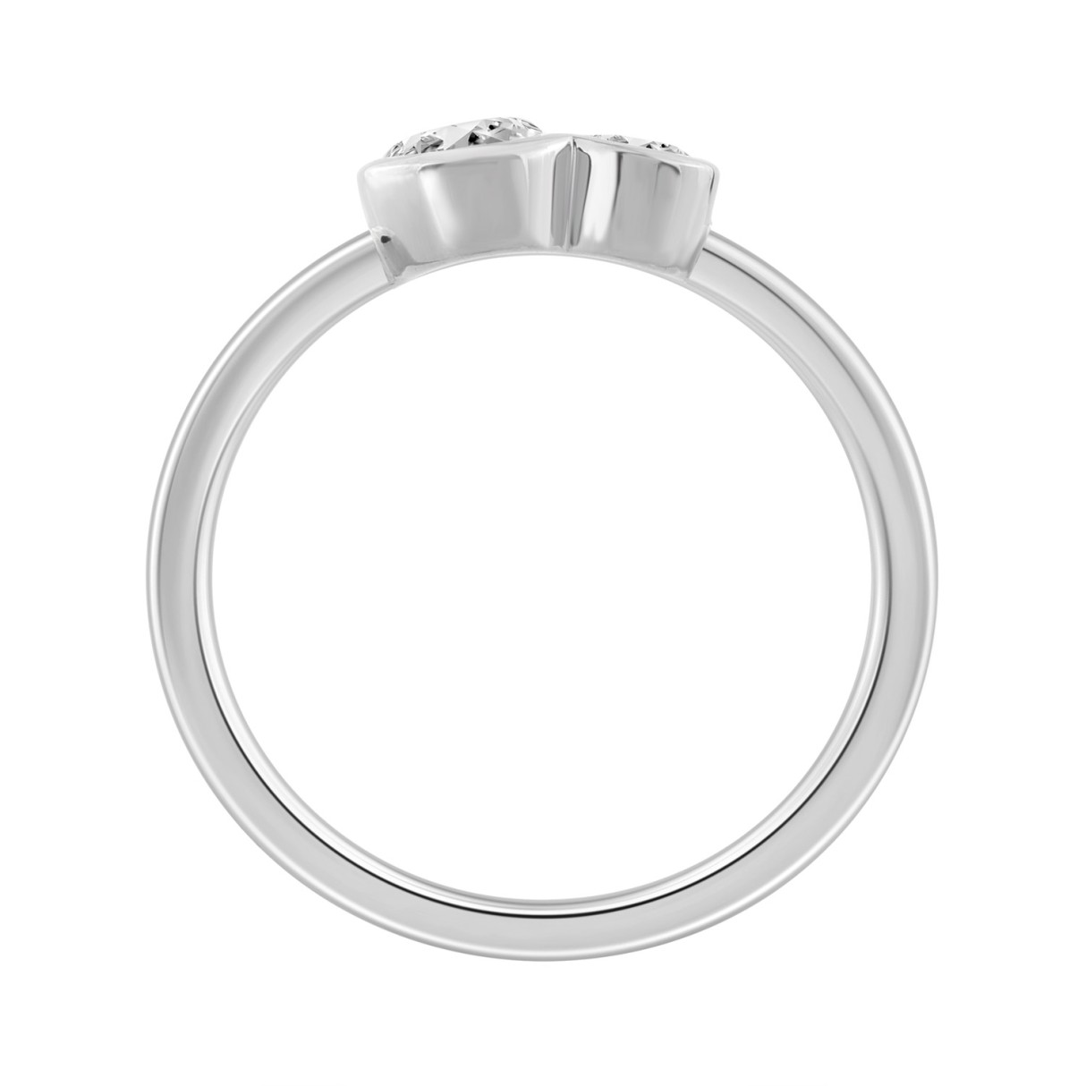 3/4CT White Gold 10K Collection Linked Hearts & Two-Stone Pear Diamond Ring for Women (Color F-G -Clarity VS1/VS2)