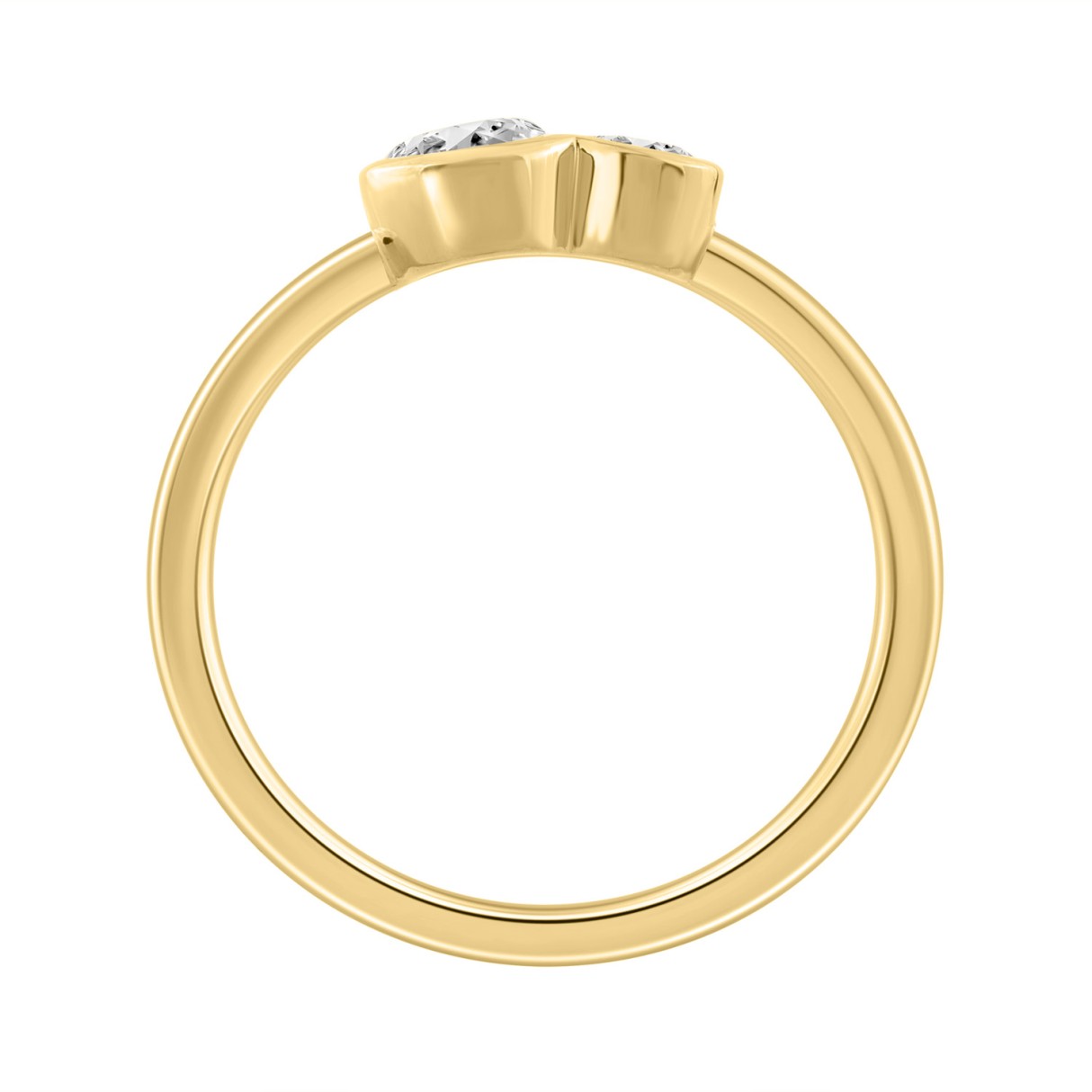 3/4CT Yellow Gold 10K Collection Linked Hearts & Two-Stone Pear Diamond Ring for Women (Color F-G -Clarity VS1/VS2)