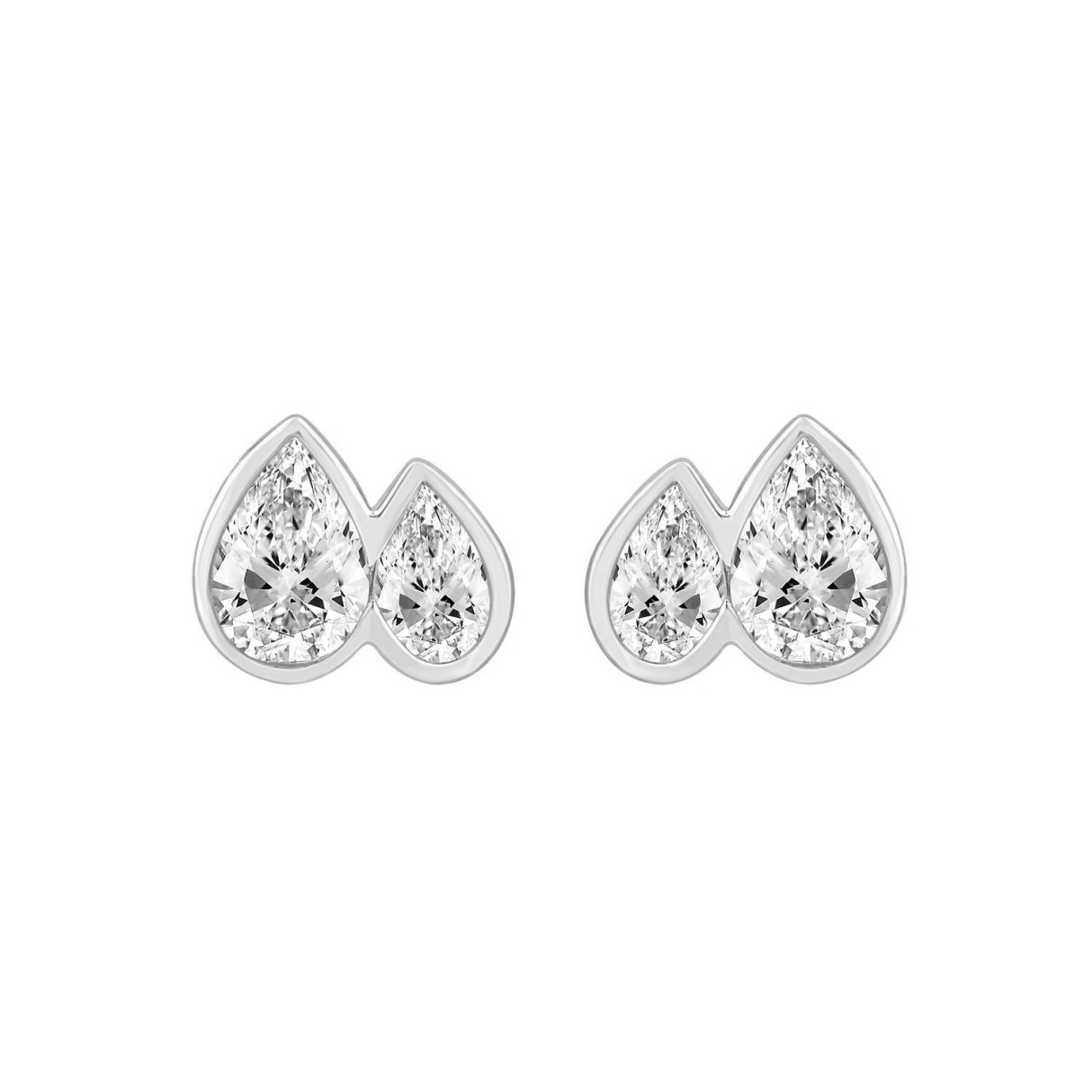 1.00CT White Gold 14K Collection Toi et Moi & Two-Stone Pear Diamond stud Earring for Women (Color F-G -Clarity VS1/VS2)