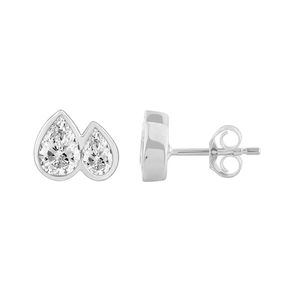 1.00CT White Gold 14K Collection Toi et Moi & Two-Stone Pear Diamond stud Earring for Women (Color F-G -Clarity VS1/VS2)