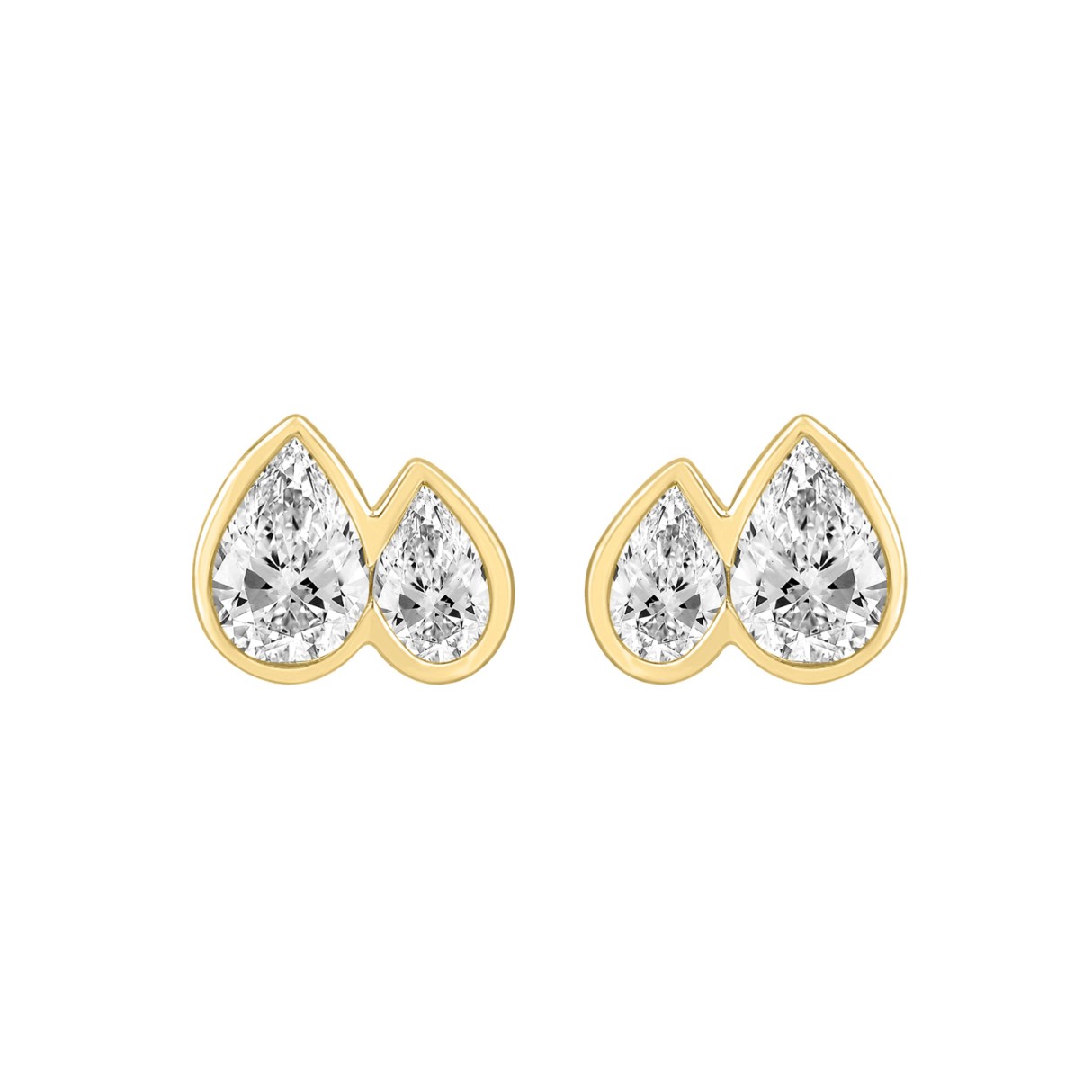 1.00CT Yellow Gold 14K Collection Toi et Moi & Two-Stone Pear Diamond stud Earring for Women (Color F-G -Clarity VS1/VS2)