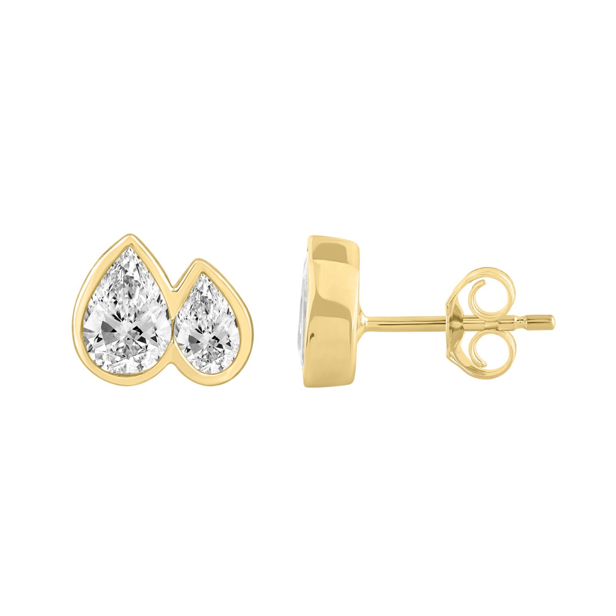 1.00CT Yellow Gold 14K Collection Toi et Moi & Two-Stone Pear Diamond stud Earring for Women (Color F-G -Clarity VS1/VS2)