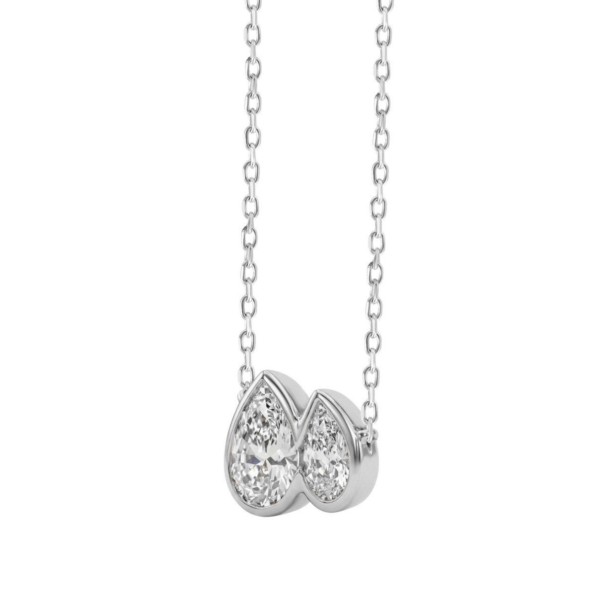 Elegance 3/4CT White Gold 10K Collection Linked Hearts Pear Diamond Ladies Necklace for Women (Color F-G -Clarity VS1/VS2)