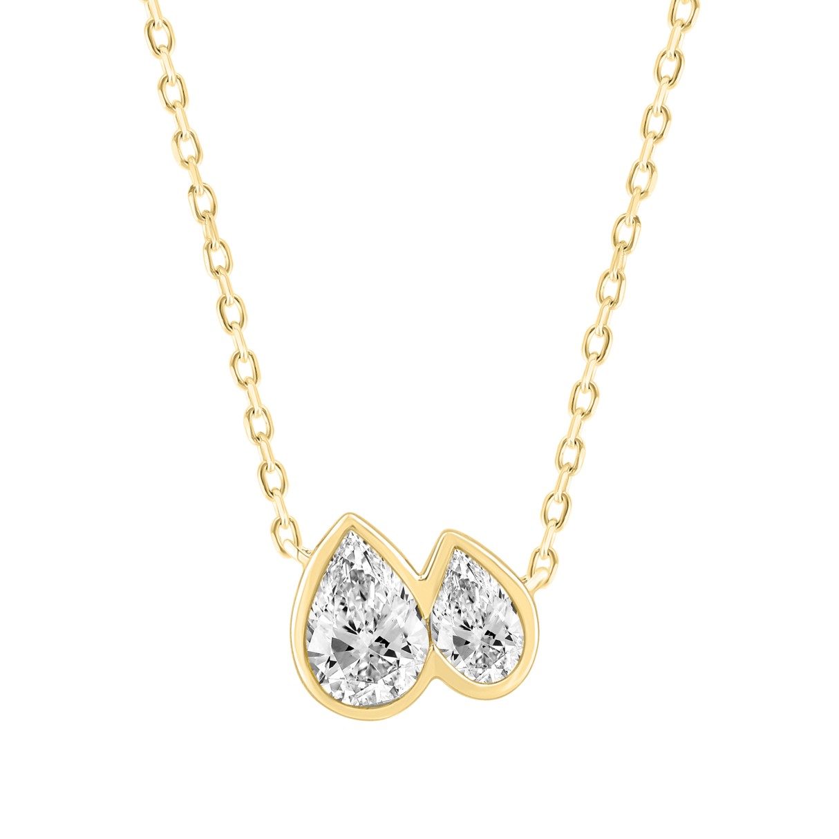 Elegance 3/4CT Yellow Gold 10K Pear Diamond Ladies Necklace for Women (Color F-G -Clarity VS1/VS2)