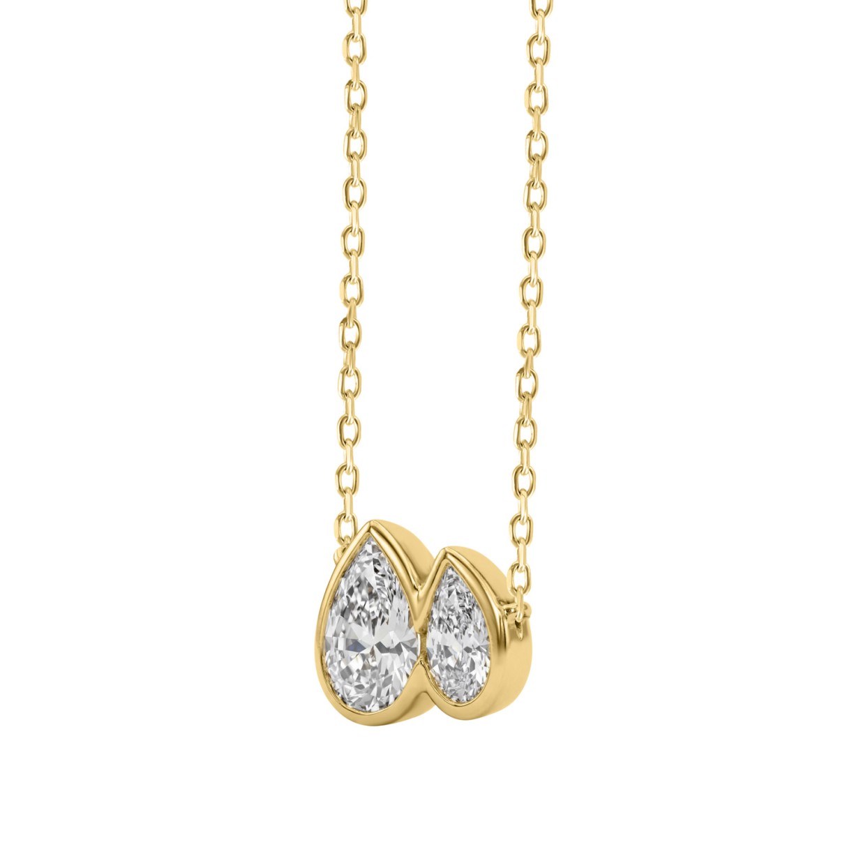 Elegance 3/4CT Yellow Gold 10K Collection Linked Hearts Pear Diamond Ladies Necklace for Women (Color F-G -Clarity VS1/VS2)