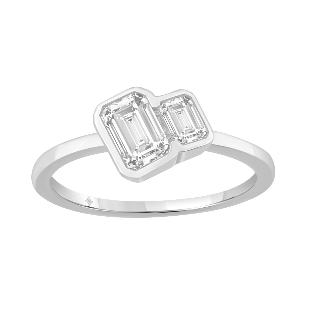 3/4CT White Gold 10K Collection Toi et Moi & Two-Stone Emerald Diamond Ring for Women (Color F-G -Clarity VS1/VS2)