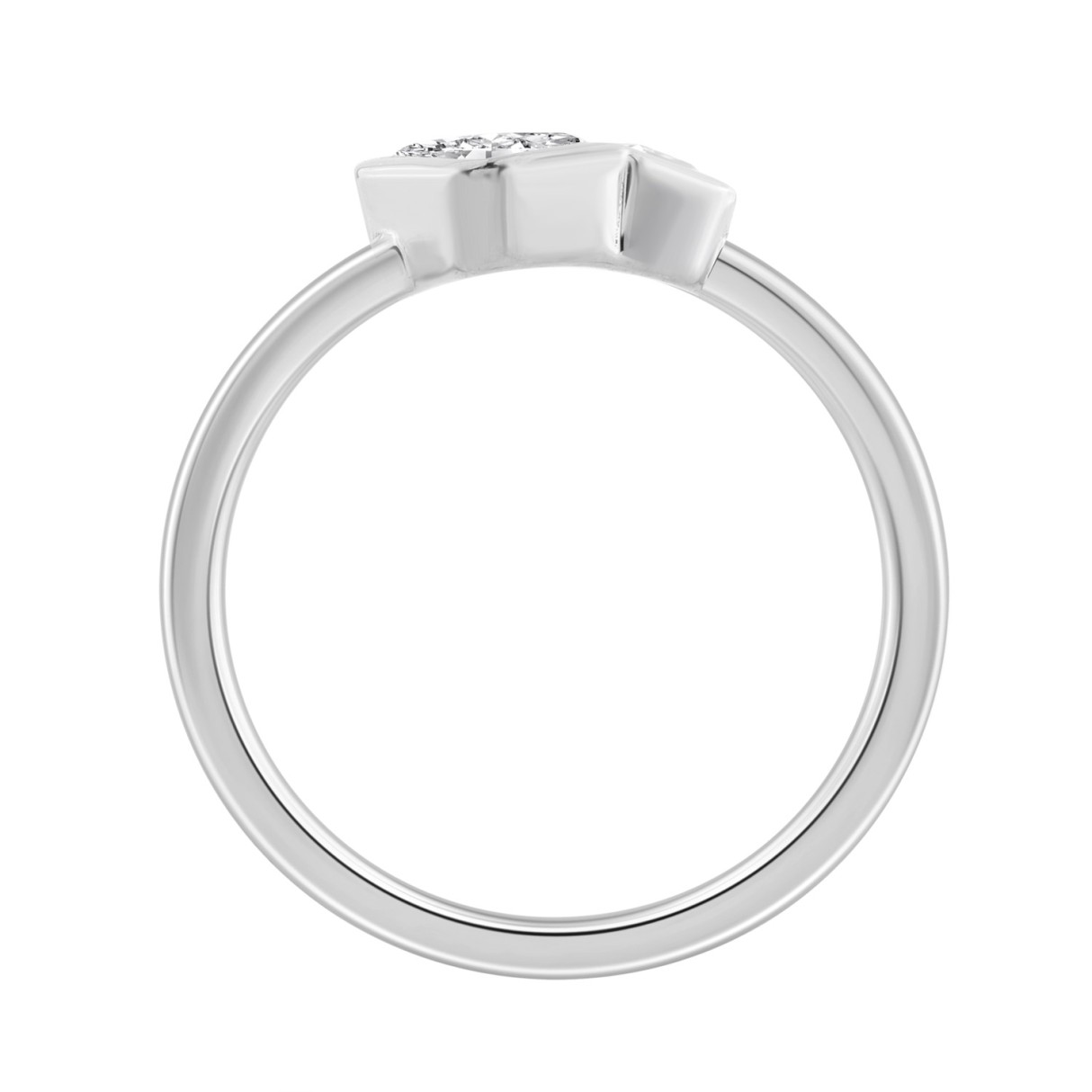 3/4CT White Gold 10K Collection Linked Hearts & Two-Stone Emerald Diamond Ring for Women (Color F-G -Clarity VS1/VS2)