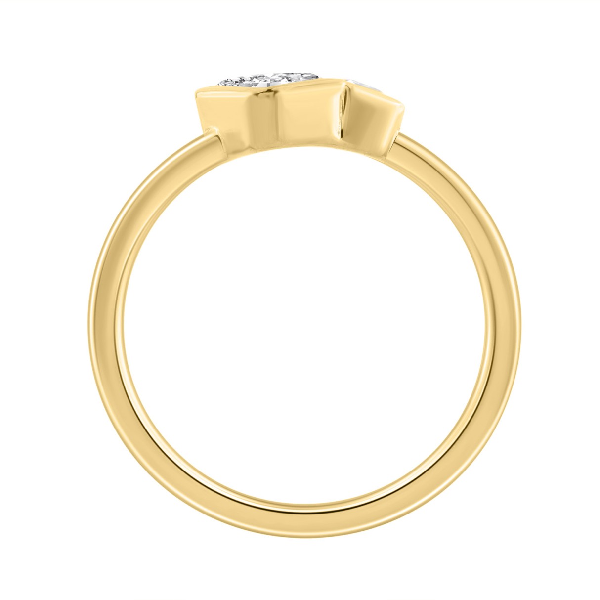 3/4CT Yellow Gold 10K Collection Linked Hearts & Two-Stone Emerald Diamond Ring for Women (Color F-G -Clarity VS1/VS2)