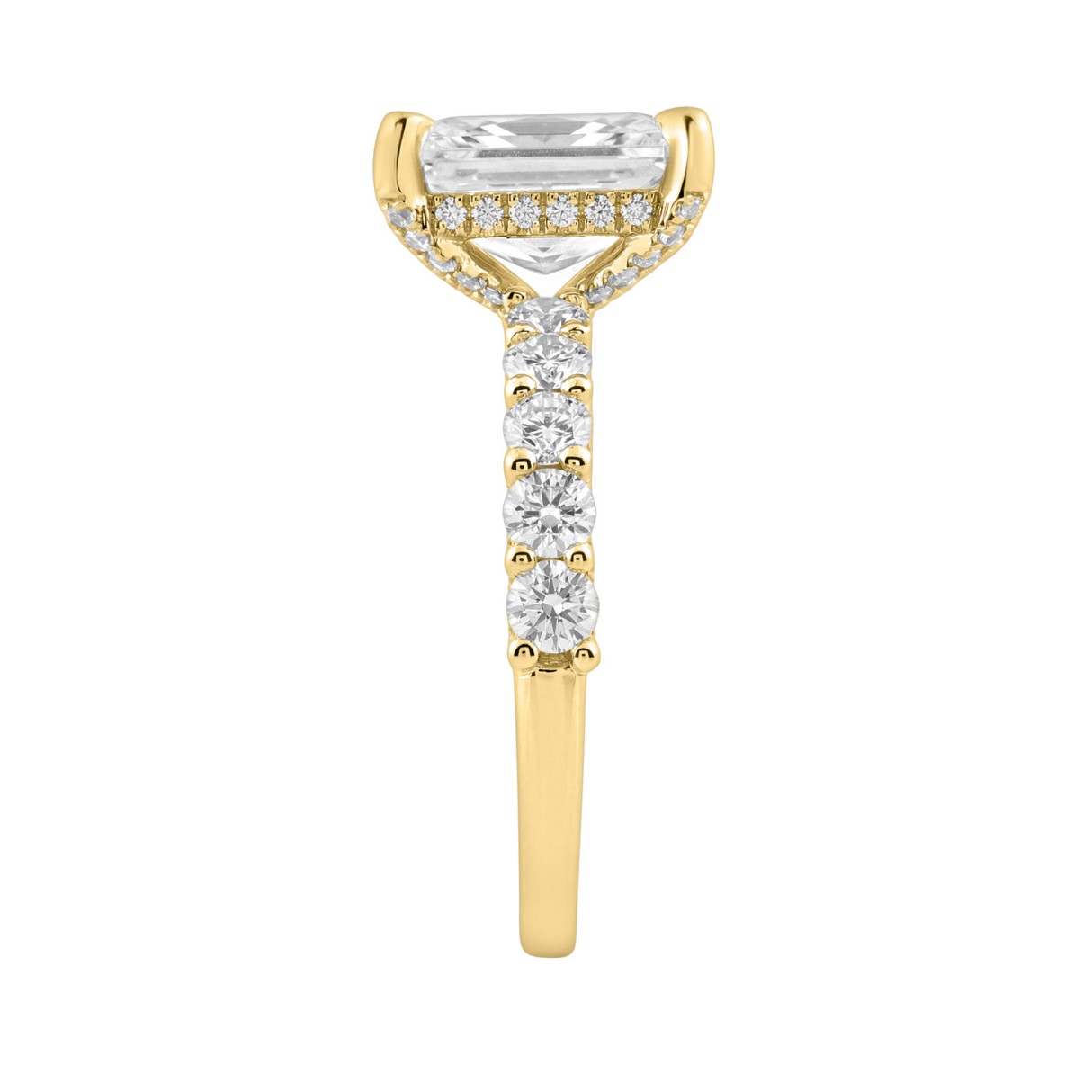 14K Yellow Gold 5 1/2Ct Radiant Cut & Round Diamond Engagement Ring Women Bridal Wedding Ring 4Ct Radiant Center Stone (Color F-G -Clarity Vs1/Vs2)