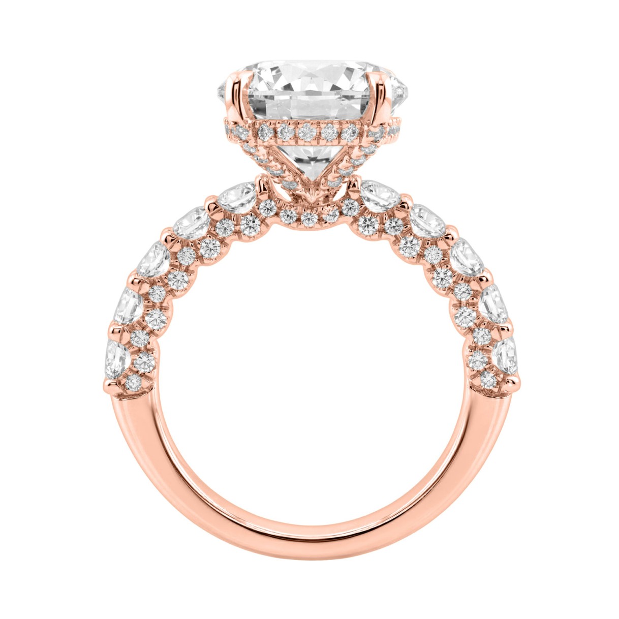 Stunning 14K Rose Gold Halo Bridal Ring Featuring A 5 1/2 Ct Round Lab-Grown Diamond. Elegant, Ethical, And Perfect For Engagements, Weddings, Or Special Occasions. (Color F-G -Clarity Vs1/Vs2)