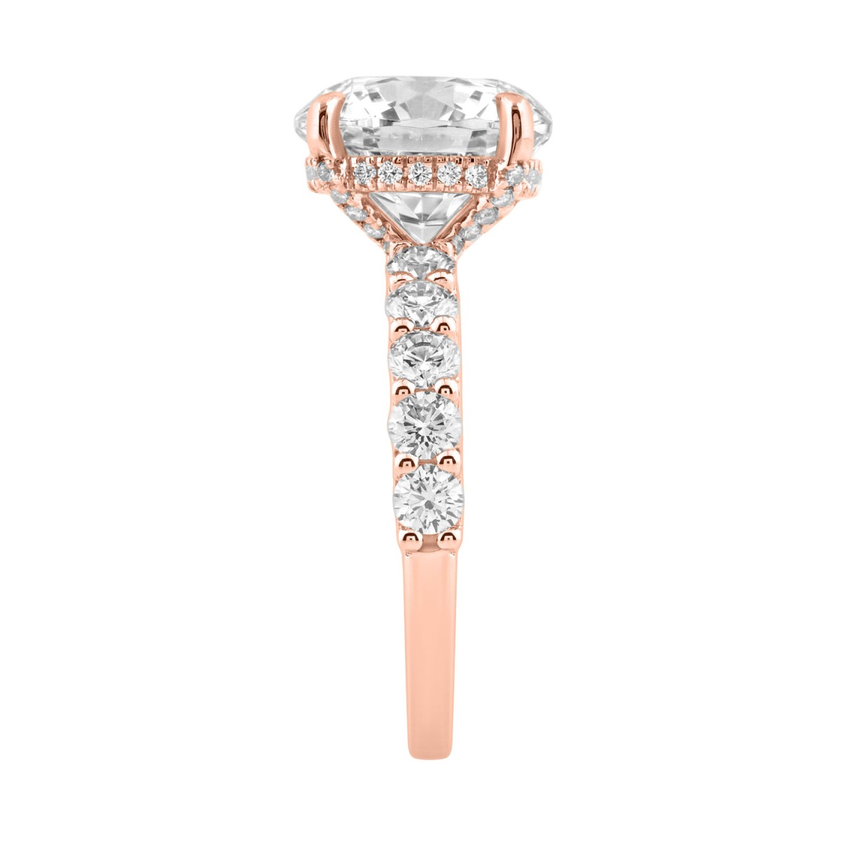 Stunning 14K Rose Gold Halo Bridal Ring Featuring A 5 1/2 Ct Round Lab-Grown Diamond. Elegant, Ethical, And Perfect For Engagements, Weddings, Or Special Occasions. (Color F-G -Clarity Vs1/Vs2)