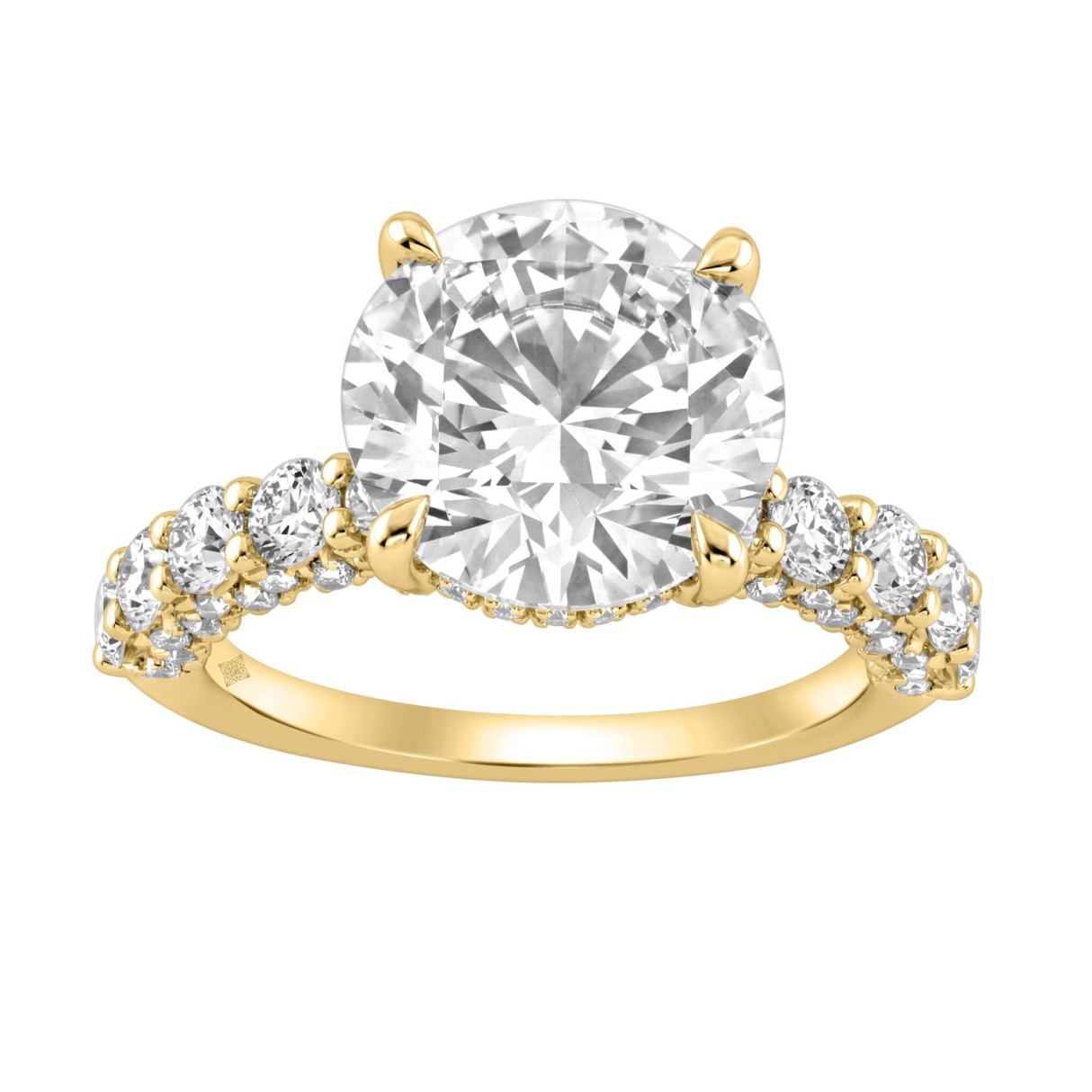 14K Yellow Gold 5 1/2Ct Round Diamond Engagement R...